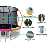12FT Trampoline for Kids w/ Ladder Enclosure Safety Net Rebounder Colors