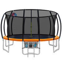 16FT Trampoline for Kids w/ Ladder Enclosure Safety Net Rebounder Orange