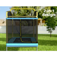 6FT Trampoline for Kids w/ Enclosure Safety Net Swing Rectangle Yellow