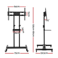 Mobile TV Stand for 23"-65" TVs Mount Bracket Portable Solid Trolley Cart