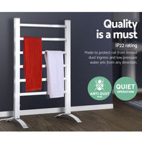 Electric Heated Towel Rail Rack 6 Bars Freestanding Clothes Dry Warmer