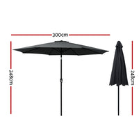 Outdoor Umbrella 3m Umbrellas Garden Beach Tilt Sun Patio Deck Pole UV