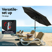 Outdoor Umbrella 3m Umbrellas Garden Beach Tilt Sun Patio Deck Pole UV