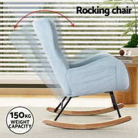 Rocking Chair Velvet Armchair Feeding Chair Blue