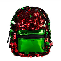 Sequin Green Red Mini Backpack
