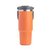 600ML Orange Stainless Steel Travel Mug with Leak-proof 2-in-1 Straw and Sip Lid, Vacuum Insulated Coffee Mug for Car, Office, Perfect Gifts, Keeps Liquids Hot or Cold