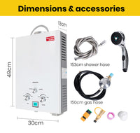Thermomate Outdoor Water Heater Gas Camping Tankless Portable Hot Shower