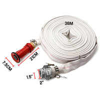 PROTEGE Fire Fighting Hose - 36m 1.5 Lay Flat Canvas Adjustable Nozzle