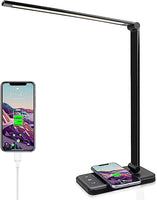 GOMINIMO LED Desk Lamp with Wireless Charger & USB Charging Port with 5 Brightness Levels & 5 Lighting Modes (Black) GO-DLWC-101-JLL