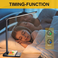 GOMINIMO LED Desk Lamp with Wireless Charger & USB Charging Port with 5 Brightness Levels & 5 Lighting Modes (Black) GO-DLWC-101-JLL