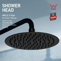ShowerHead: Mavis: Shower head - Round 200mm - Matt Black (SH23200-MB)