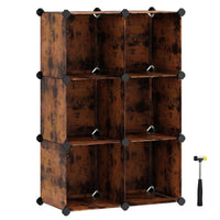 SONGMICS 6 Cube Storage Organizer and Storage with Rubber Mallet Rustic Brown