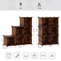 SONGMICS 6 Cube Storage Organizer and Storage with Rubber Mallet Rustic Brown