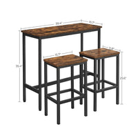 VASAGLE Bar Table with Bar Stool Set Industrial Design Vintage Brown/Black