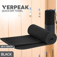 VERPEAK Quick Dry Gym Sport Towel 80*130CM (Black) VP-QDT-100-JLJD