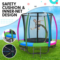 6ft Trampoline Round Free Pad Cover Spring Mat Net Safety Net Enclosure Rainbow