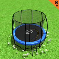 8ft Trampoline Free Ladder Spring Mat Net Safety Pad Cover Round Enclosure Blue
