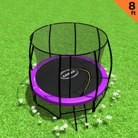 8ft Trampoline Free Ladder Spring Mat Net Safety Pad Cover Round Enclosure Purple