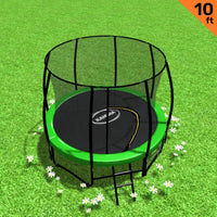 10ft Trampoline Free Ladder Spring Mat Net Safety Pad Cover Round Enclosure Green