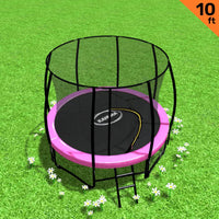 10ft Trampoline Free Ladder Spring Mat Net Safety Pad Cover Round Enclosure Pink