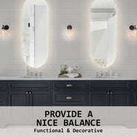 2 Set LED Wall Mirror Oval Anti-Fog Bathroom 45x100cm BLACK