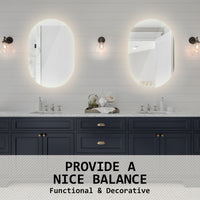 2 Set LED Wall Mirror Oval Anti-Fog Bathroom 50x75cm BLACK