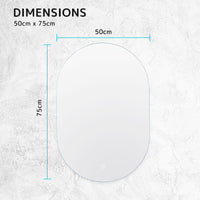 2 Set LED Wall Mirror Oval Anti-Fog Bathroom 50x75cm BLACK
