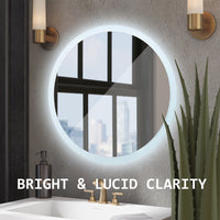 2 Set LED Wall Mirror Round Anti-Fog Bathroom 60cm
