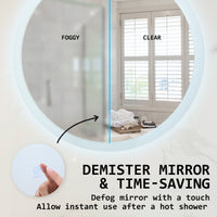 2 Set LED Wall Mirror Round Anti-Fog Bathroom 60cm