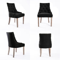 2X French Provincial Dining Chair Oak Leg AMOUR DARK BLACK