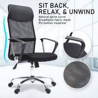 Office Chair Mesh High Back In-Built Lumbar BREEZE BLACK