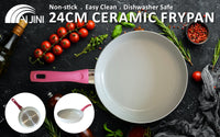 Jiniart Frypan Frying Pan 24cm Non-Stick Ceramic Induction Ergonomic Round WHITE