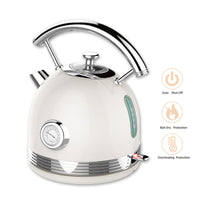 PHILEX Electric Kettle Water Boiler Stainless Steel Retro 1.7L OFF-WHITE