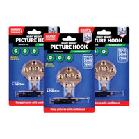 Handy Hardware 24PCE Picture Hooks Brass Plated Holding Capacity 30-75kg