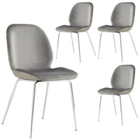 Remy Dining Chair Set of 4 Fabric Seat with Metal Frame - Grey