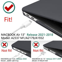 MacBook Air 13 Inch Case 2020 2019 2018, A1932, A2179,A2337 Shell Case Keyboard Cover Black
