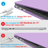 MacBook Air 13 Inch Case 2020 2019 2018, A1932, A2179, A2337 Shell Case Keyboard Cover Purple