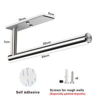 Kitchen Paper Holder Under Cabinet Wall Mount Adhesive Paper Towel Holder Rectangle Silver