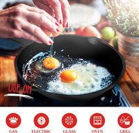 Cast Iron Skillet Cookware 3-Piece Set Chef Quality Pre-Seasoned Pan 10" 8" 6" Pans