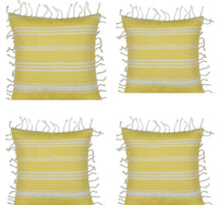 Pack of 4 Fresh Yellow & White Striped Cushion Cover with knotted edging