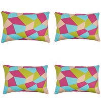 Pack of 4 Geo Green Geometric Design Rectangle 40x60cm Cushion Covers