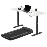 Fitness V-FOLD Treadmill with ErgoDesk Automatic Standing Desk 1800mm in White/Black