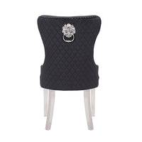 Victoria 2X Dining Chair Black Velvet & STAINLESS STEEL Legs
