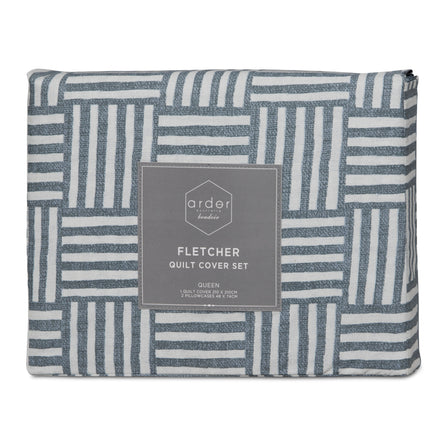 Fletcher PRINTED QUILT COVER SET - QUEEN