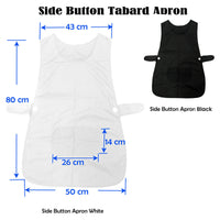Ladies Women Side Button Tabard Apron 50x80 cm White