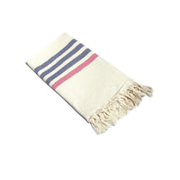 Fringe Turkish Towel Wide Stripes Navy Pink