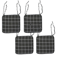 Set of 4 Square Chair Pads with Ties Checkered Charcoal