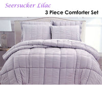 Hotel Living 3 Piece Seersucker Comforter Set Queen Lilac