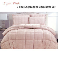 Seersucker Comforter Set King Light Pink