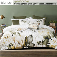 Bianca Giselle White Cotton Sateen Quilt Cover Set Super King